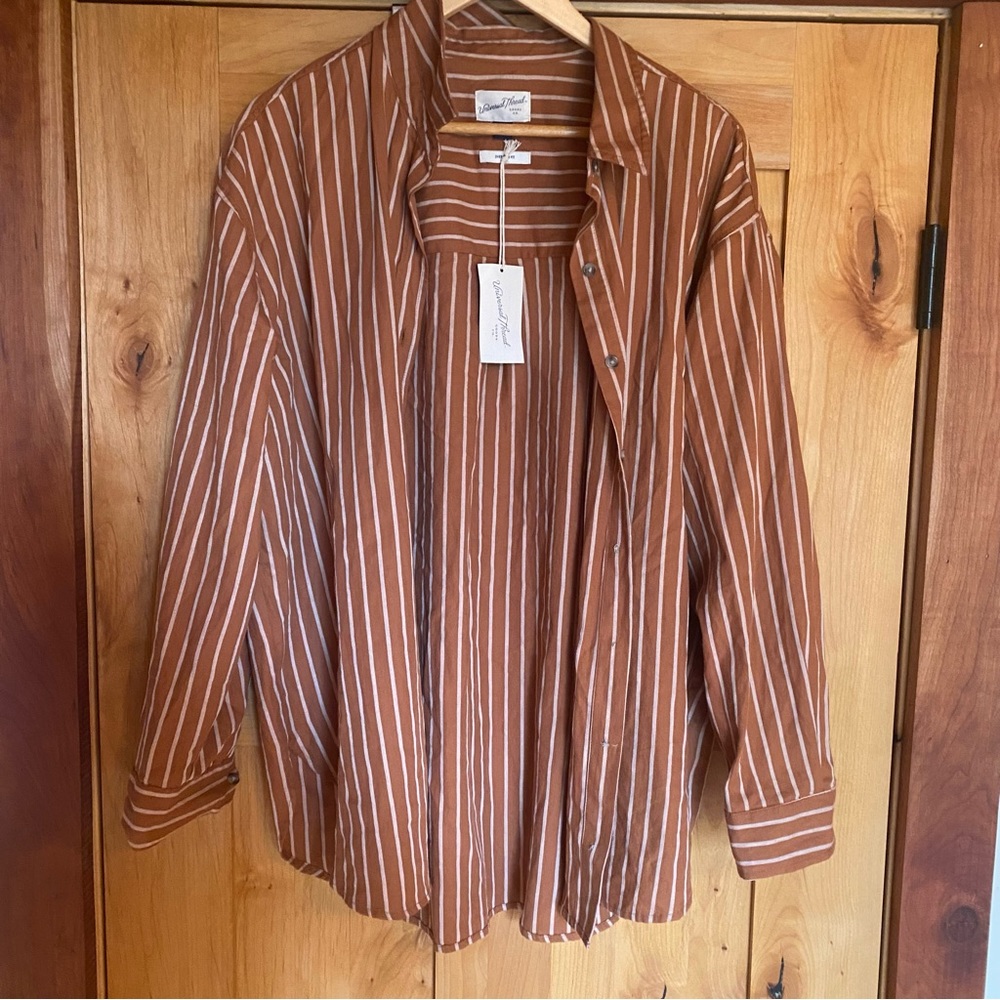 Vertical striped button down